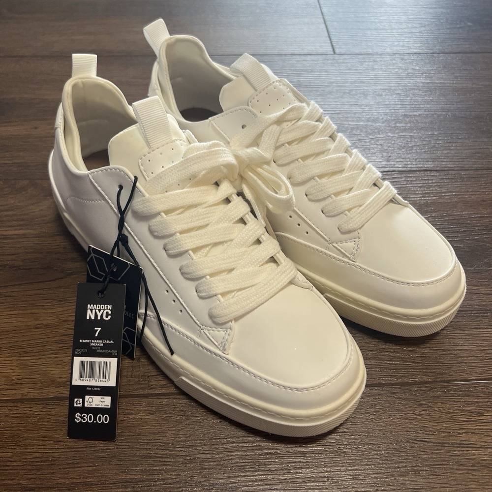 Madden NYC Markk Sneakers Mens 7 White Platform Court Lace Up Shoes New